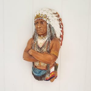 Placa de pared vintage del jefe indio Bossons