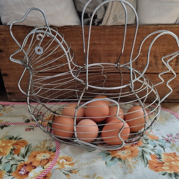 Chicken Shaped Wire Basket Etsy