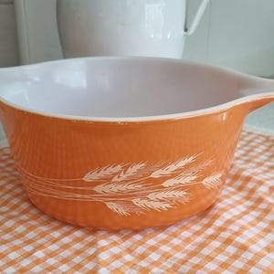 Vintage orange harvest design Pyrex dish