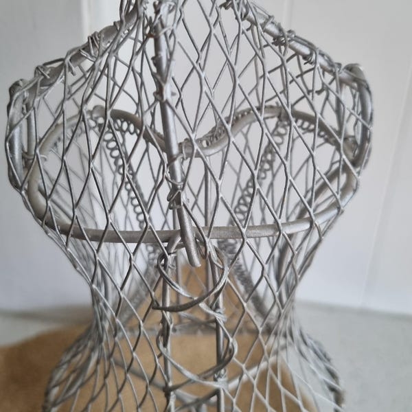 Vintage silver wire mannequin stand for table