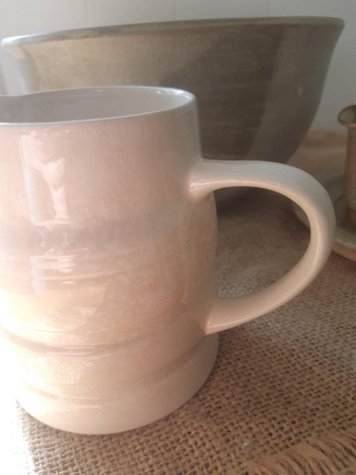 Vintage cream ceramic jug. Made in England.Farmhouse kitchen. Etsy