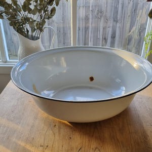 Vintage white enamelware very large wash bowl