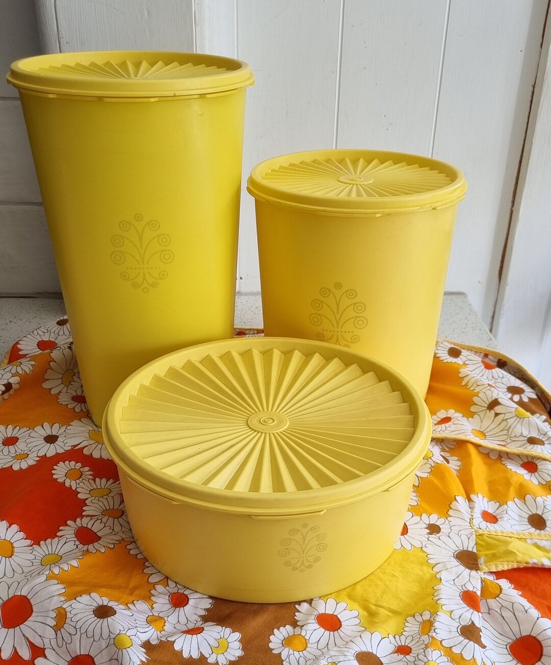 Set of Three Vintage Yellow Tupperware Containers - Etsy