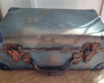 Vintage small childrens rustic suitcase