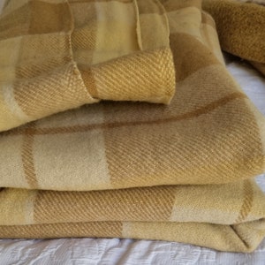 Vintage Pure Wool Tan Check Onkaparinga Blanket Etsy