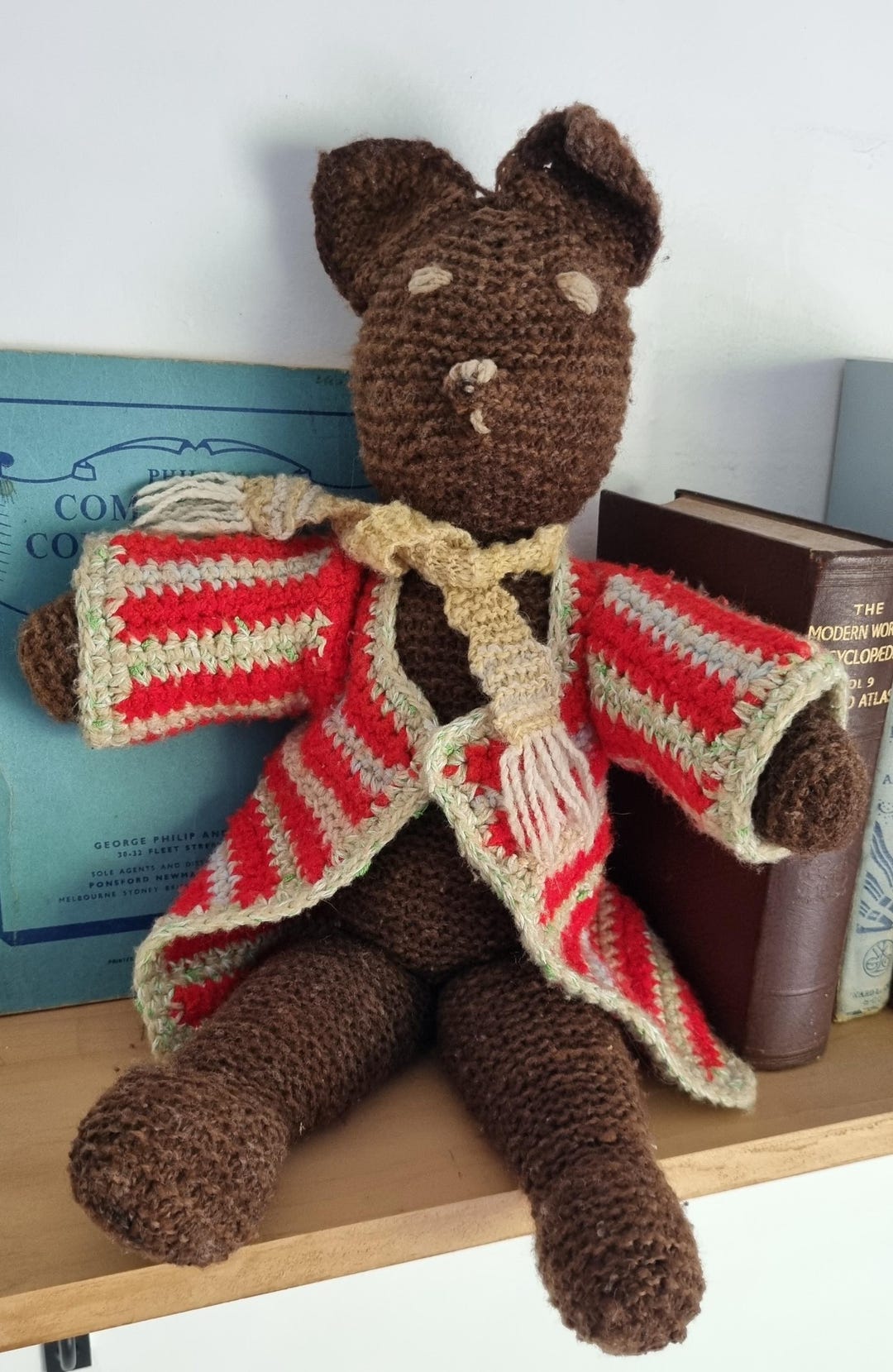 Vintage Hand Knitted Brown Bear - Etsy