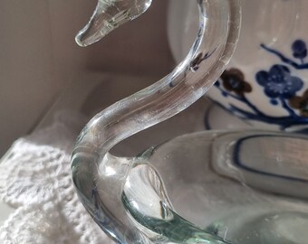 ヴィンテージガラスの白鳥の小物皿 - Etsy 日本