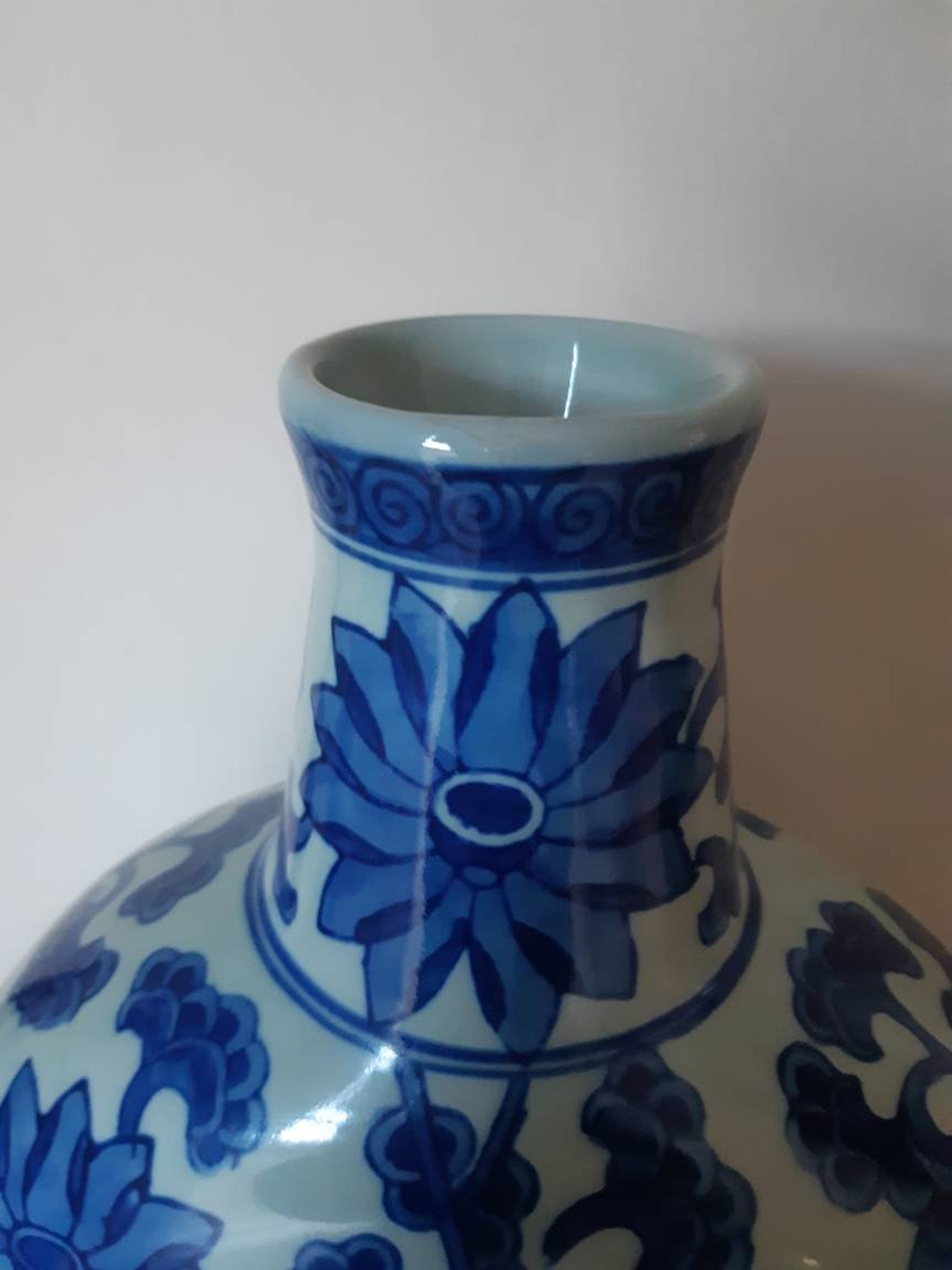Hamptons style blue and white vase Etsy