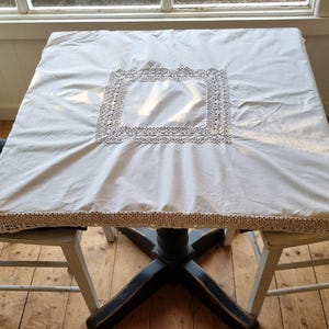 Vintage white cotton tablecloth
