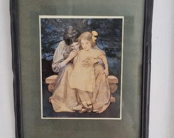 Vintage postcard print in a metal frame