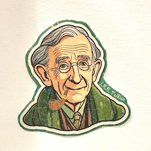 Adesivo de retrato holográfico de J.R.R. Tolkien