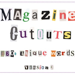 Recortes de collage de palabras de revista en inglés - Más de 660 palabras - IMPRIMIBLE
