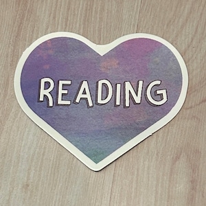 Love Reading Purple Love Heart-sticker