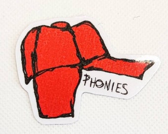 PHONIES - Red Hat from The Catcher in the Rye - Book Classic - Sticker