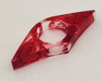 Anillo de soporte de página de libro de salpicaduras de sangre - resina epoxi roja y transparente