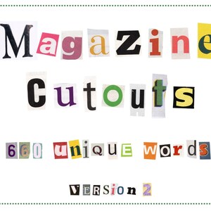 Recortes de collage de palabras de revista en inglés - 660 palabras - IMPRIMIBLE