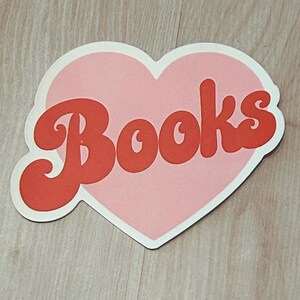 Love Books Pink Love Heart Funky tekststicker