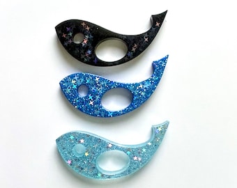 Buchseitenhalter Ring in Walform - Farboptionen verfügbar - Hochglänzendes Epoxidharz mit Glitter