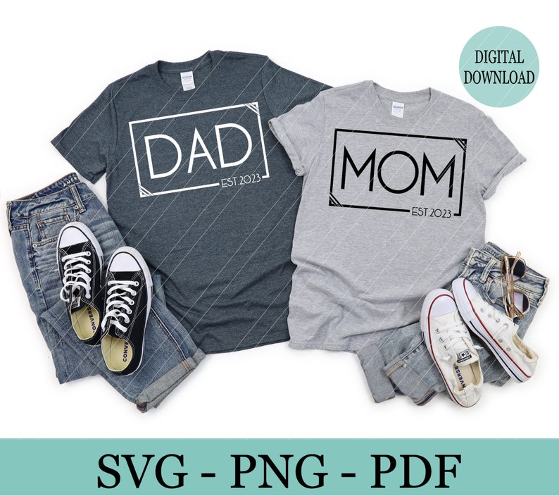 Dad Est 2023 Mom Est 2023 SVG Expecting Parents to Be Shirt Etsy