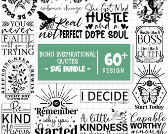Boho Inspirational Svg Bundle, Motivational SVG, Positive Svg, Self Love Svg, Mental Health, Mental Health Awareness, Cut Files for Cricut