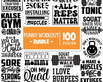 Paquete SVG de motivación de entrenamiento divertido, paquete de entrenamiento SVG, SVG de fitness, svg motivacional, svg de gimnasio, camisa de entrenamiento svg, archivos cortados para cricut