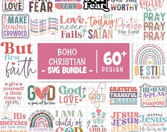 Boho Christian Svg Bundle, Elegant Christian, Bible Verse Svg, Scripture Svg, God Jesus Svg, Psalm Svg, Love Faith Svg, Cut Files For Cricut