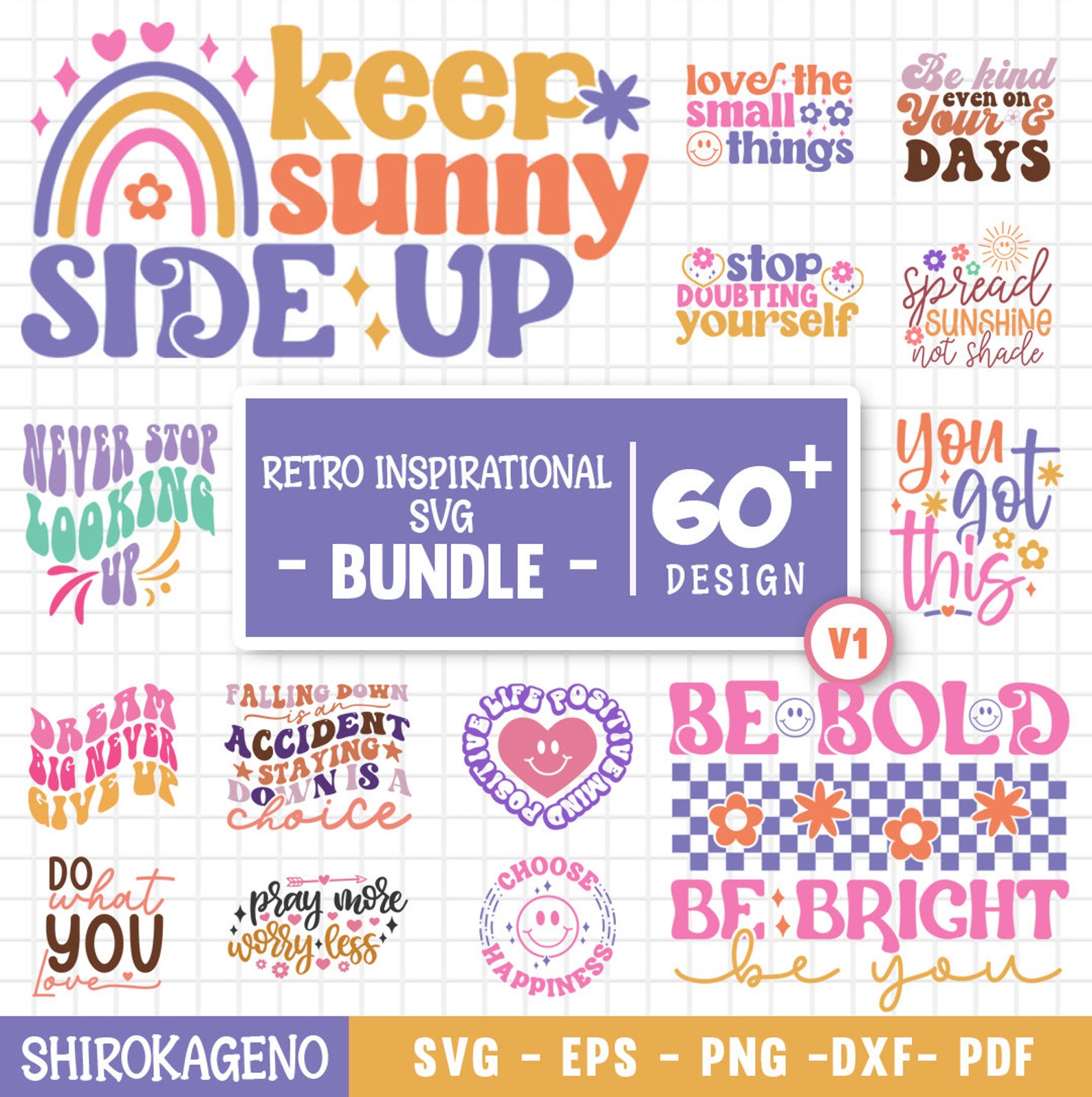 Retro Inspirational Svg Bundle, Motivational Svg, Self Love Svg Bundle ...