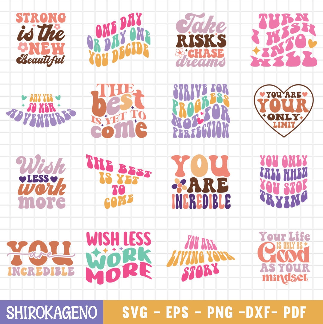 Retro Inspirational Svg Bundle, Motivational Svg, Self Love Svg Bundle ...