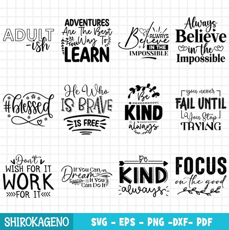 Motivational Quotes Svg Bundle, Inspirational Svg, Positive Svg, Self ...