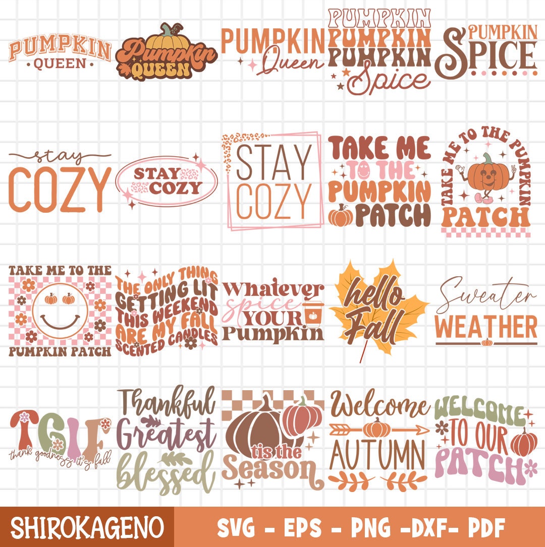 Fall Autumn Svg Bundle, Pumpkin Svg, Fall Svg, Autumn Svg, Thanksgiving ...