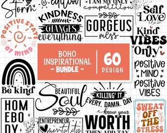 Boho Inspirational Svg Bundle, Positive Affirmations Svg, Always you Worthy Matter Enough Svg, Floral Quotes Svg, Cut Files For Cricut