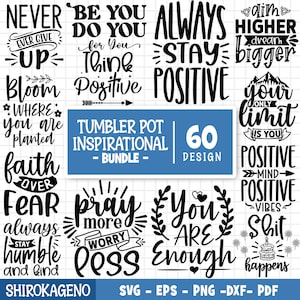 Tumbler Pot Inspirational Svg Bundle, Motywacyjny Svg dla Tumbler Pot, Uprzejmość Svg, Inspirujący cytat, Błogosławiony Svg, Pliki do cięcia dla Cricut
