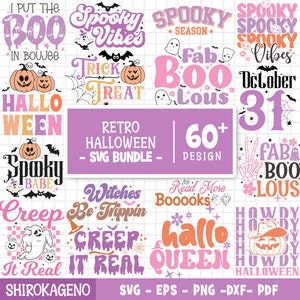 Retro Halloween Svg Bundle, Halloween Clipart, Halloween Vector, Witch Svg, Ghost Svg, Pumpkin Svg, Halloween Shirt Svg,Cut Files For Cricut