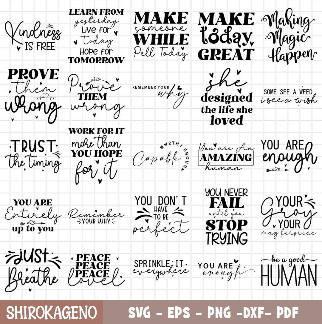 Motivational Svg Bundle, Inspirational Quotes Svg, Positive Svg, Self ...