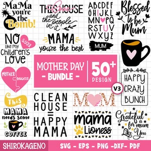 Mothers Day Svg Bundle, Mom Life Svg, Mama Svg, Funny Mom Svg, Blessed Mama Svg, Mom of Boys Girls Svg, Mom Quotes, Cut Files For Cricut V3