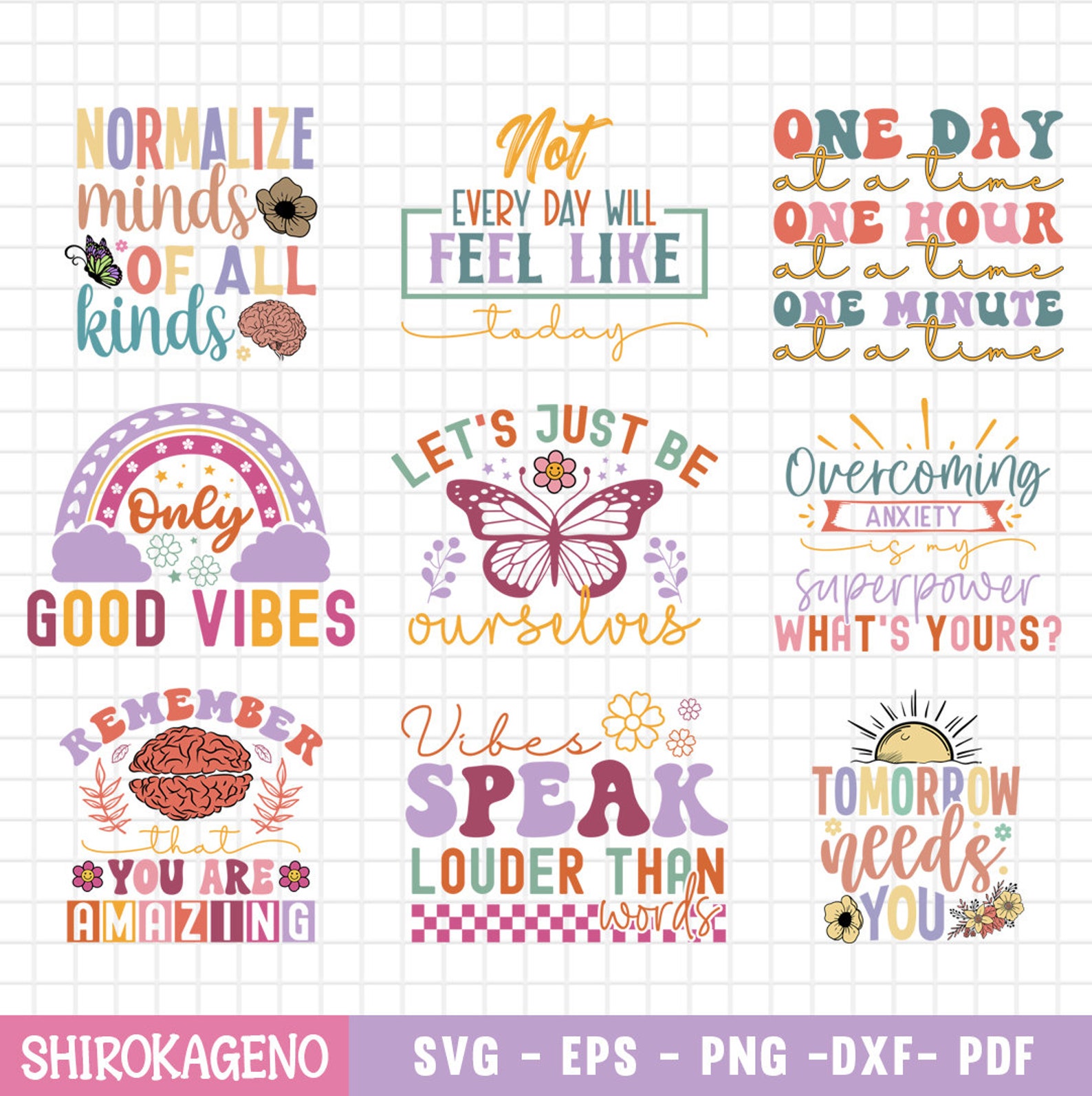 Mental Health Svg Bundle, Inspirational Quotes Svg, Self Love Svg ...