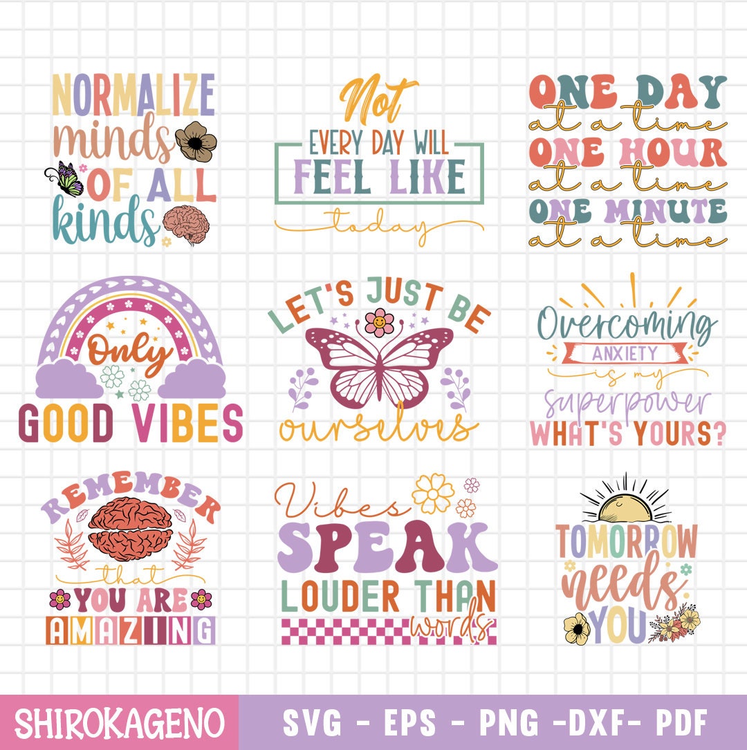 Mental Health Svg Bundle, Inspirational Quotes Svg, Self Love Svg ...