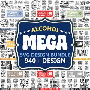940+ ALCOHOL MEGA SVG Design Bundle, Shot Glass Wrap Svg, Tequila Svg, Bere divertente Svg, Detti sull'alcol, Flask Svg, Shot messicano Svg