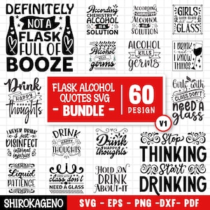 Pacchetto Svg con citazioni di fiaschetta, citazioni divertenti sul bere Svg, detti sull'alcol, disegni in formato Svg di fiaschetta, citazioni di whisky, sottobicchiere in formato Svg, file tagliati per Cricut V1