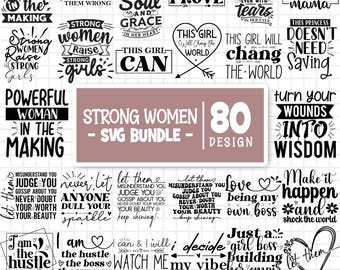 Sterke vrouw Svg-bundel, bevestiging van de vrouw Svg, She is me Svg, empowerment van vrouwen, positieve citaten, meisje citaten Svg, gesneden bestanden voor Cricut