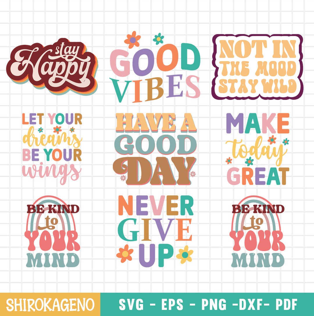 Retro Inspirational Svg Bundle, Motivational Svg, Self Love Svg Bundle ...