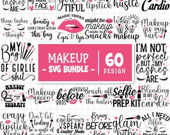 Make-up SVG-Bundle, Make-up-Tasche svg, Make-up-Tasche PNG, Make-up-Taschendesign, Taschendesign, Modedesign, Beauty Zitat, Kosmetiktasche, Schnittdateien für Cricut