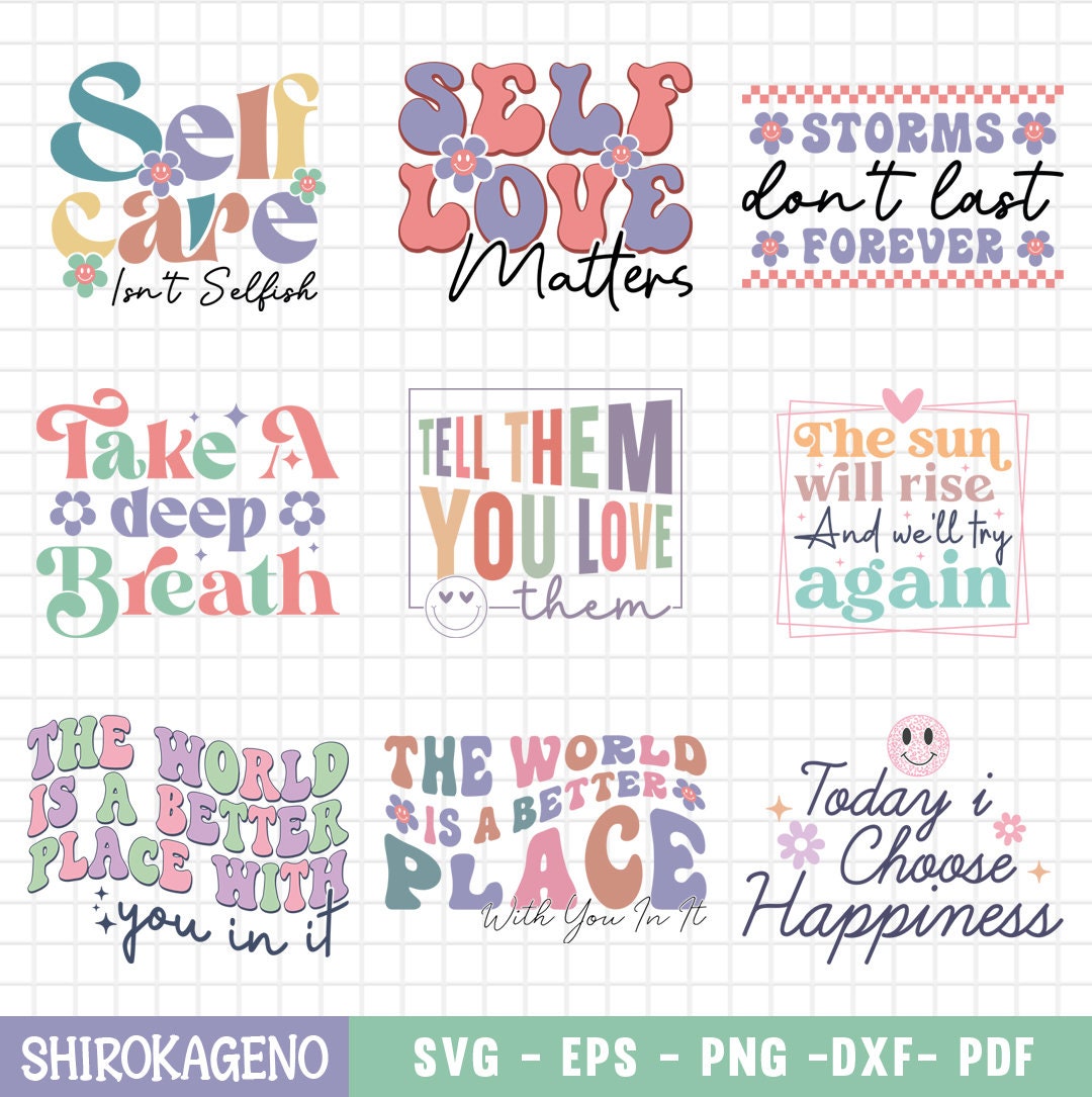 Mental Health Svg Bundle, Inspirational Svg, Motivational Svg, Self ...