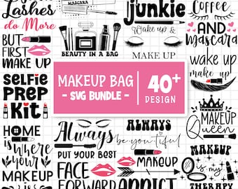 Sminkväska Svg Bundle, Sminkväska Design, Mode Svg, Läppstift Svg, Mascara Svg, Skönhetscitat Svg, Sminkväska Svg, Klippfiler för Cricut