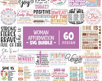 Woman Affirmation Svg Bundle, Women Empowerment Svg, Strong Woman Svg, Positive Quotes, She Is Me Svg, Inspirational, Cut Files for Cricut