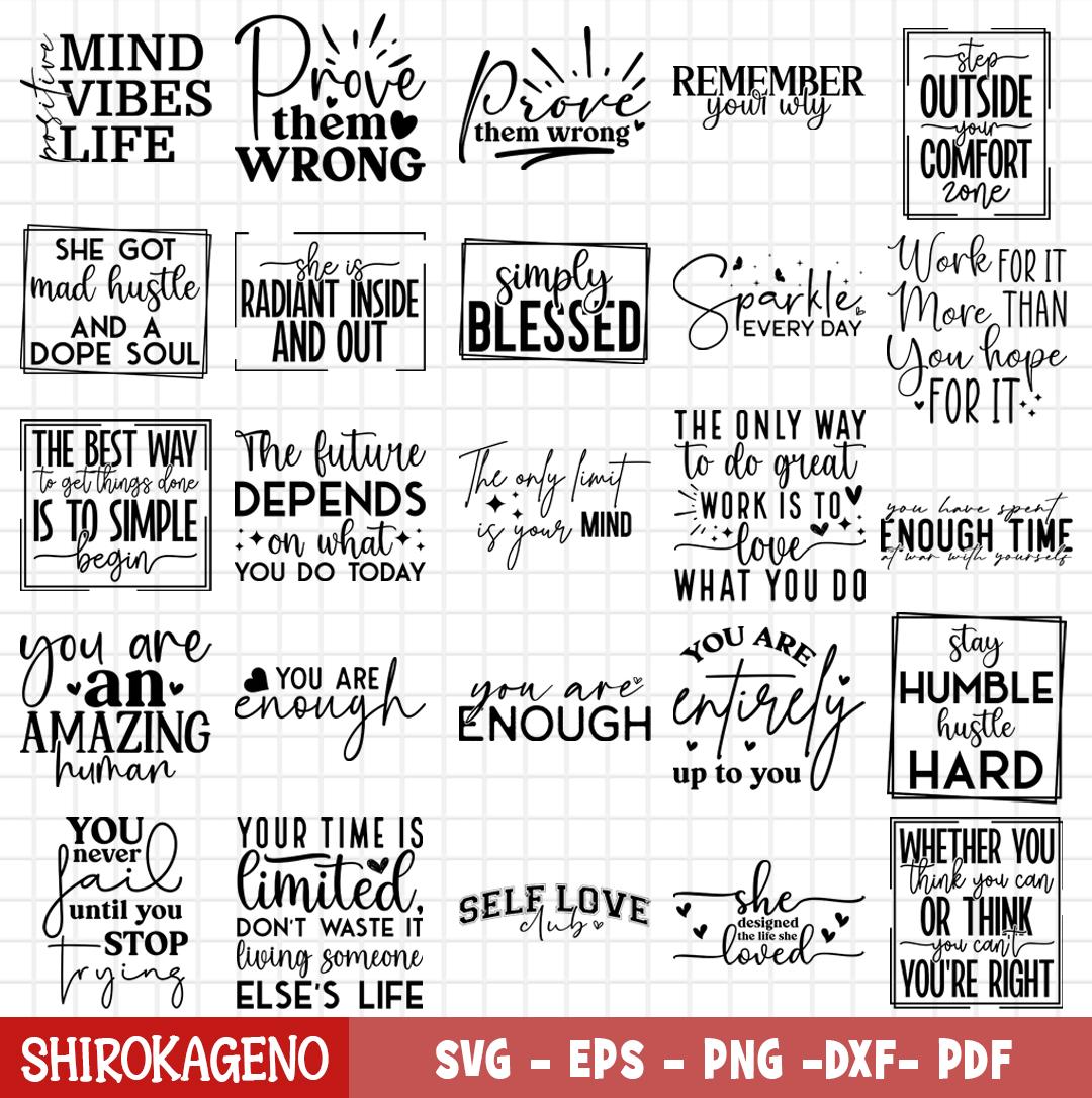Positive Svg Bundle, Mental Health Svg, Self Love Svg, Motivational Svg ...
