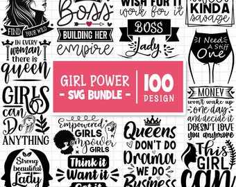 Girl Power Svg-bundel, Boss Babe Svg, Women Empowerment Svg, Girl Boss Svg, Girl Leader Svg, Strong Woman Svg, schoonheid, Svg-bestanden voor Cricut