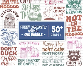 Retro Funny Sarcastic Animal Svg Bundle, Funny Animal Quotes Svg, Sarcasm Animal Svg, Retro Funny Animal, Animals Svg, Cut Files For Cricut