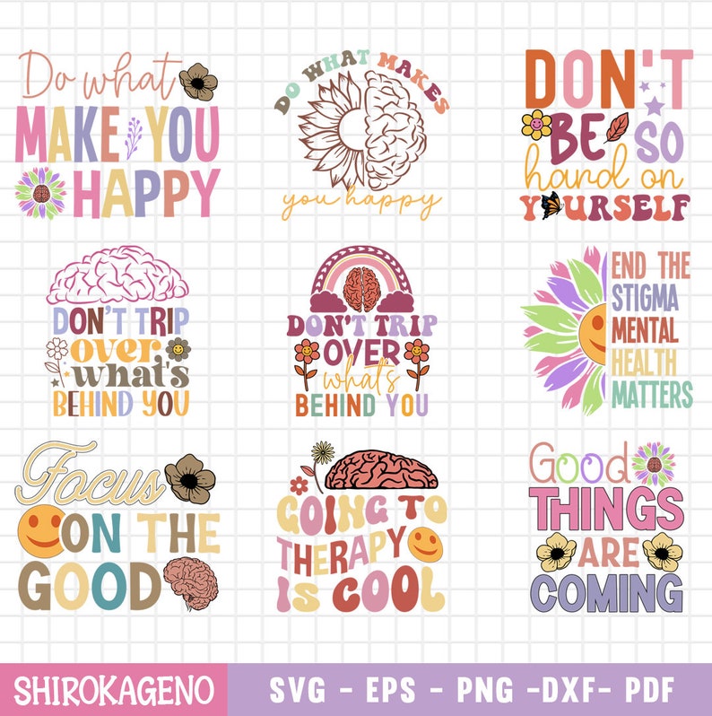 Mental Health Svg Bundle, Inspirational Quotes Svg, Self Love Svg ...