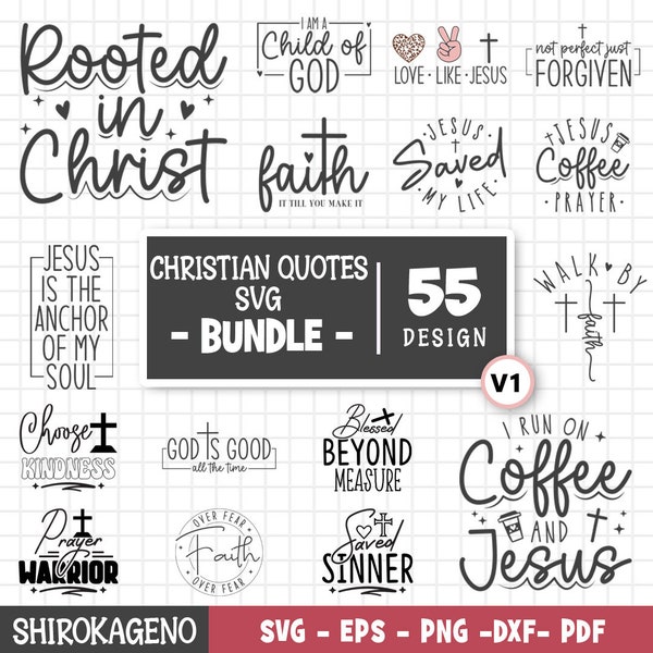 Christian Quotes Svg Bundle, Religious Svg, Scripture Svg, Bible Verse Svg, Blessed Svg, Jesus Svg, God Svg, Faith Svg, Catholic Svg V1